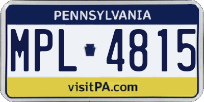 PA license plate MPL4815
