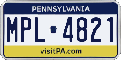 PA license plate MPL4821