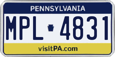 PA license plate MPL4831