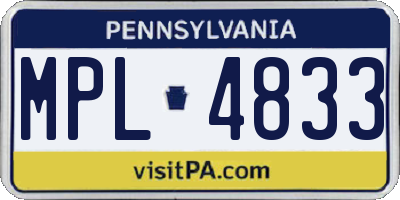 PA license plate MPL4833