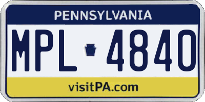 PA license plate MPL4840