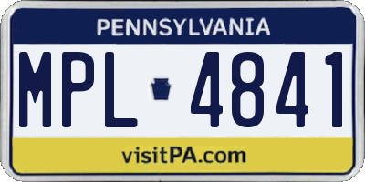 PA license plate MPL4841