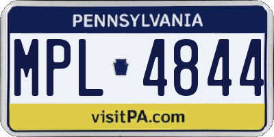 PA license plate MPL4844