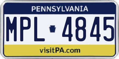 PA license plate MPL4845