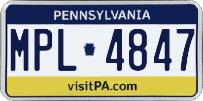 PA license plate MPL4847