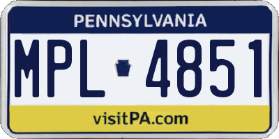 PA license plate MPL4851
