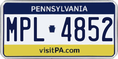 PA license plate MPL4852