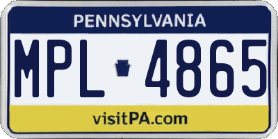 PA license plate MPL4865