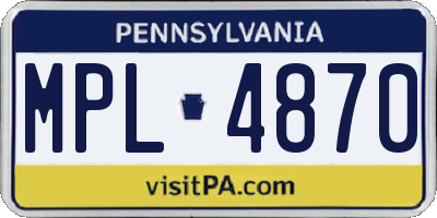 PA license plate MPL4870