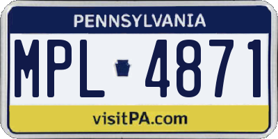 PA license plate MPL4871