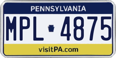 PA license plate MPL4875
