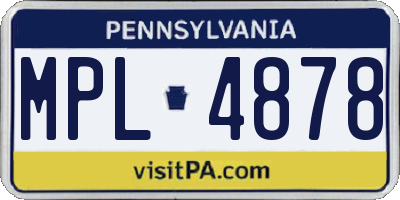 PA license plate MPL4878