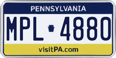 PA license plate MPL4880