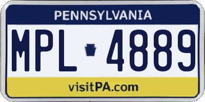 PA license plate MPL4889
