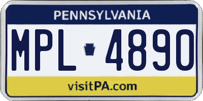 PA license plate MPL4890