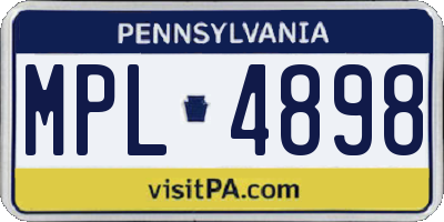 PA license plate MPL4898