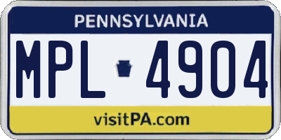 PA license plate MPL4904