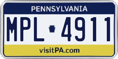 PA license plate MPL4911