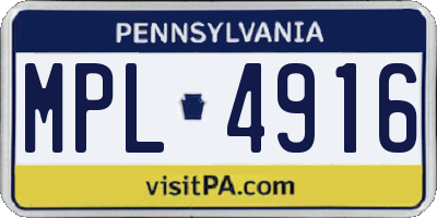 PA license plate MPL4916