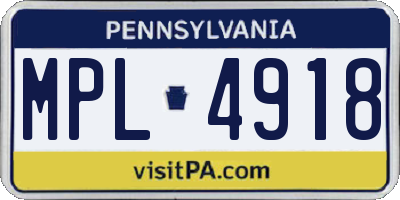 PA license plate MPL4918