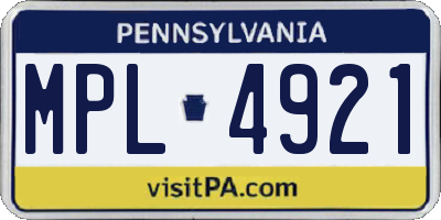 PA license plate MPL4921