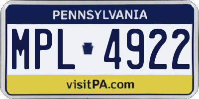 PA license plate MPL4922