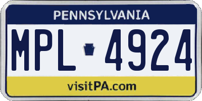 PA license plate MPL4924