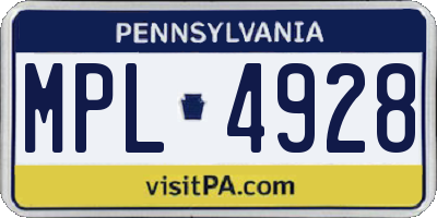 PA license plate MPL4928