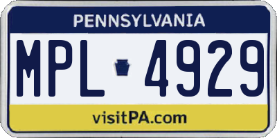 PA license plate MPL4929