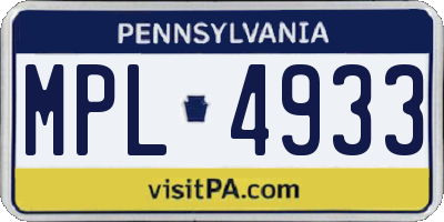 PA license plate MPL4933