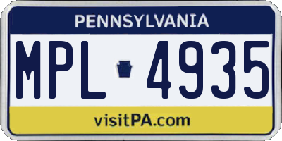 PA license plate MPL4935