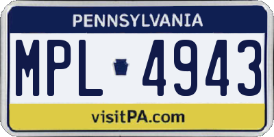 PA license plate MPL4943