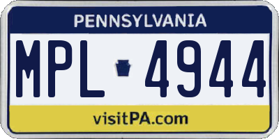 PA license plate MPL4944
