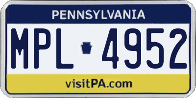PA license plate MPL4952