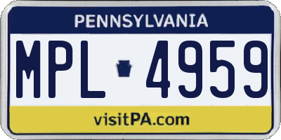 PA license plate MPL4959