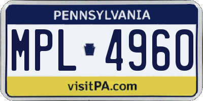PA license plate MPL4960