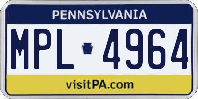 PA license plate MPL4964