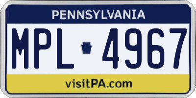 PA license plate MPL4967
