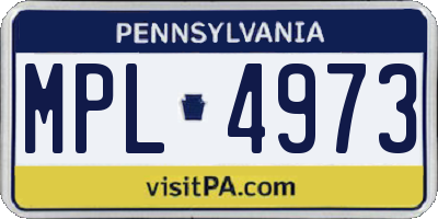 PA license plate MPL4973