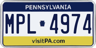 PA license plate MPL4974