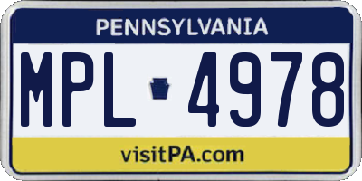 PA license plate MPL4978