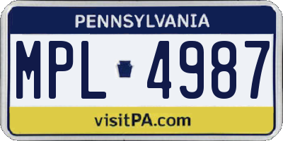 PA license plate MPL4987