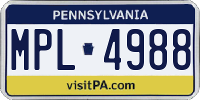 PA license plate MPL4988