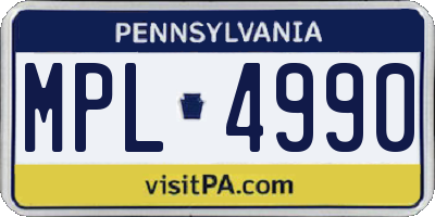 PA license plate MPL4990