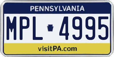 PA license plate MPL4995