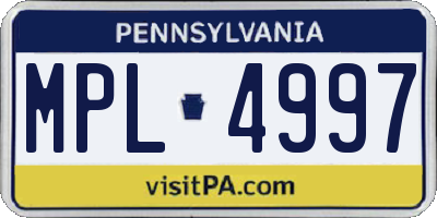 PA license plate MPL4997