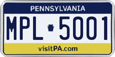 PA license plate MPL5001