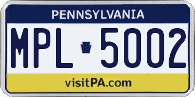 PA license plate MPL5002