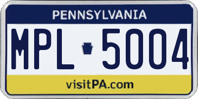 PA license plate MPL5004