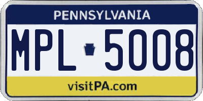 PA license plate MPL5008